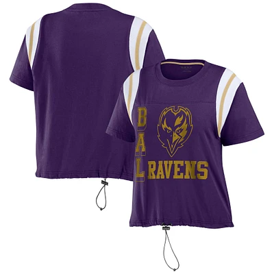 Women's WEAR by Erin Andrews Purple Baltimore Ravens Cinched Colorblock T-Shirt