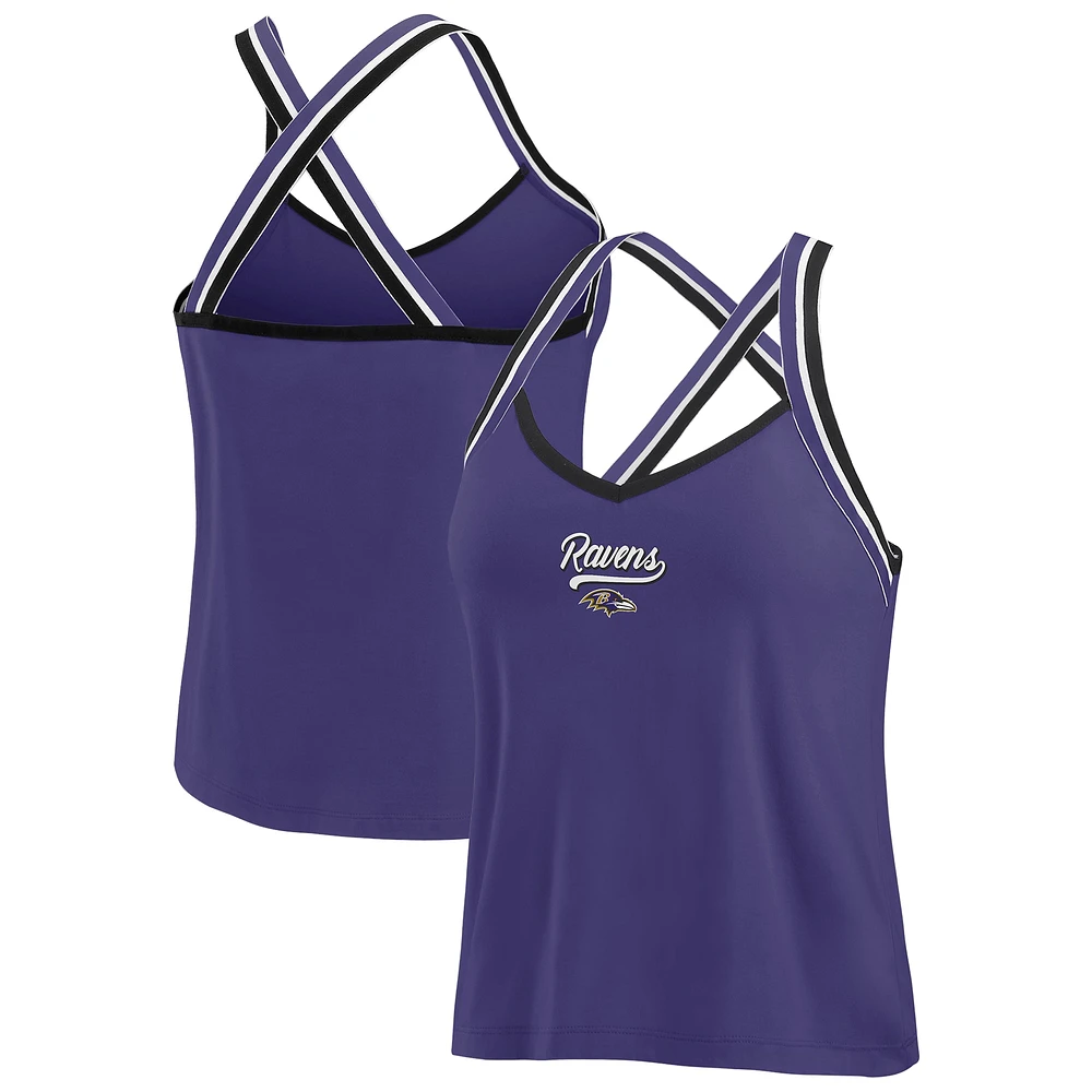 Women's WEAR by Erin Andrews Purple Baltimore Ravens Cross Strap Tri-Blend Tank Top