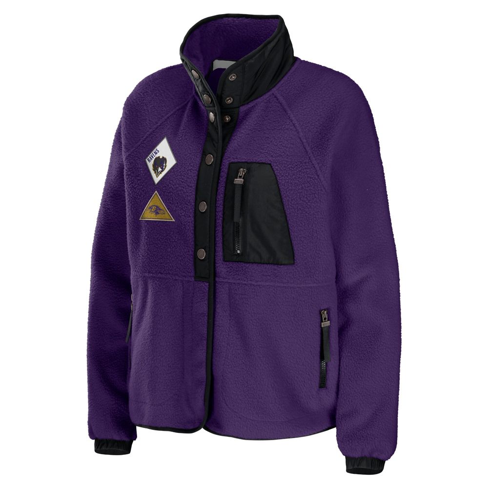 Women's WEAR by Erin Andrews Purple Baltimore Ravens Polar Fleece Raglan Full-Snap Jacket