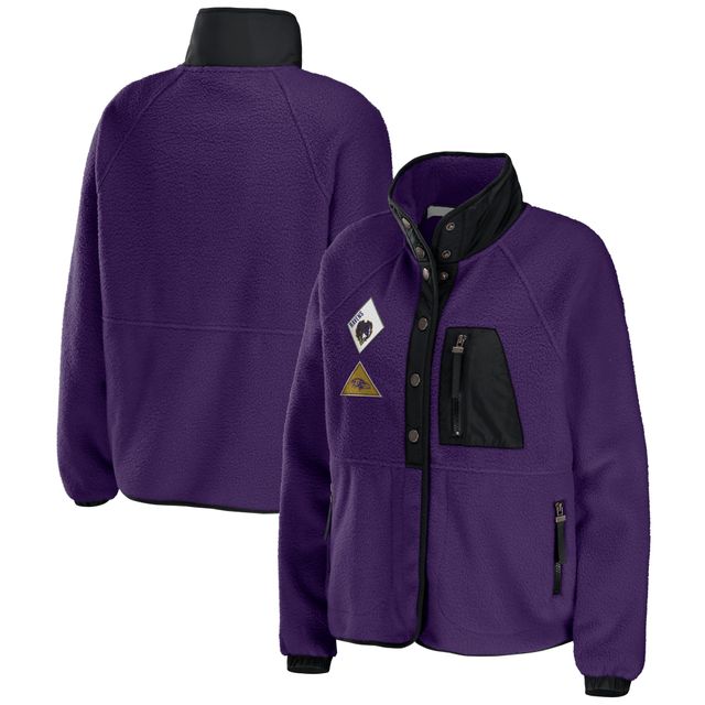 Veste polaire raglan violette à boutons-pression pour femme WEAR by Erin Andrews des Baltimore Ravens