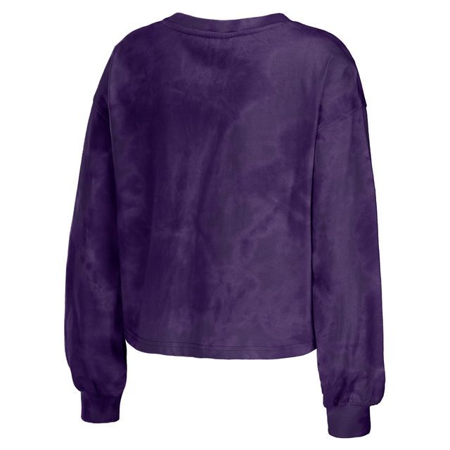 Ensemble de détente pour femme WEAR by Erin Andrews avec sweat-shirt court et short tie-dye violet Baltimore Ravens