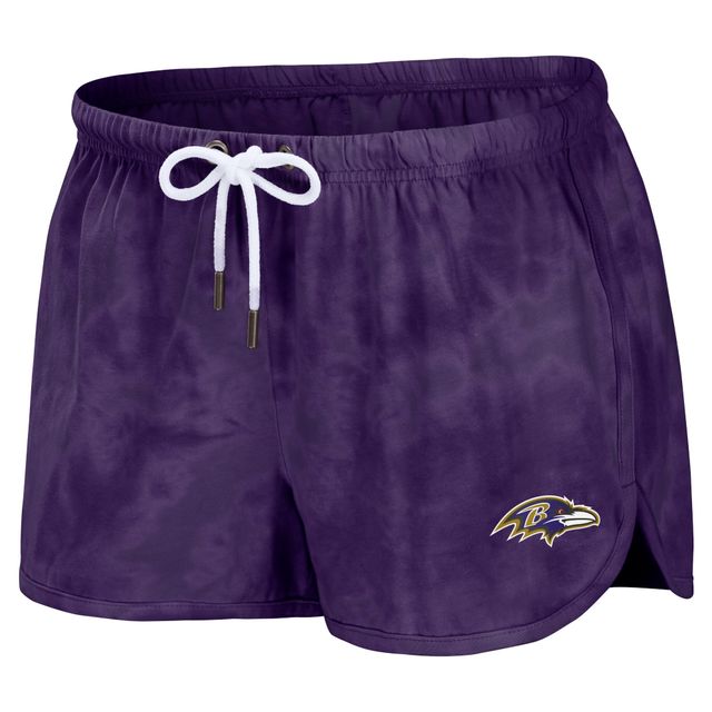 Ensemble de détente pour femme WEAR by Erin Andrews avec sweat-shirt court et short tie-dye violet Baltimore Ravens