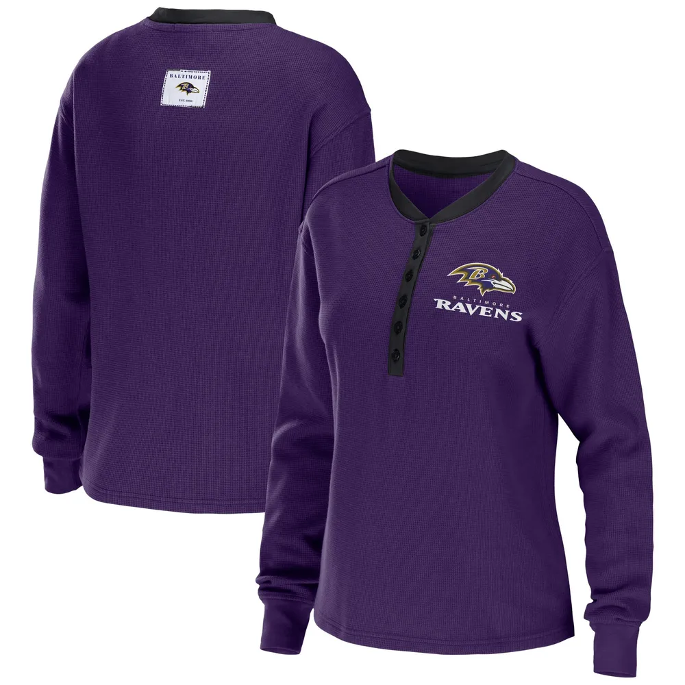 Lids Baltimore Ravens WEAR by Erin Andrews Women's Waffle Henley Long  Sleeve T-Shirt - Purple