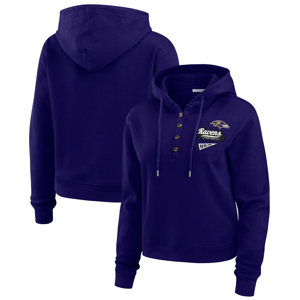 Sweat à capuche en tricot gaufré violet Baltimore Ravens pour femme WEAR by Erin Andrews