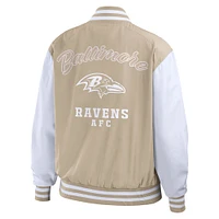 Veste aviateur entièrement zippée ton sur WEAR by Erin Andrews pour femme - Marron Baltimore Ravens