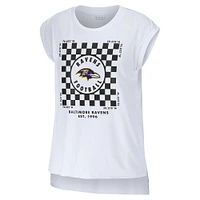 Women's WEAR by Erin Andrews White Baltimore Ravens Checker Muscle Tank Top