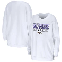 Women's WEAR by Erin Andrews White Baltimore Ravens Domestic Pullover Sweatshirt