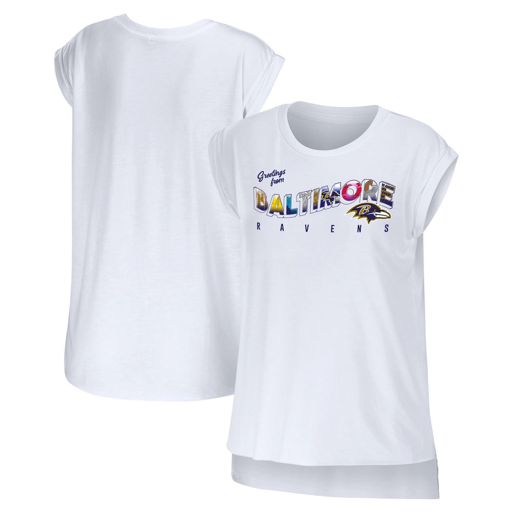 WEAR by Erin Andrews Women's WEAR by Erin Andrews White Baltimore Ravens  Greetings From Muscle T-Shirt