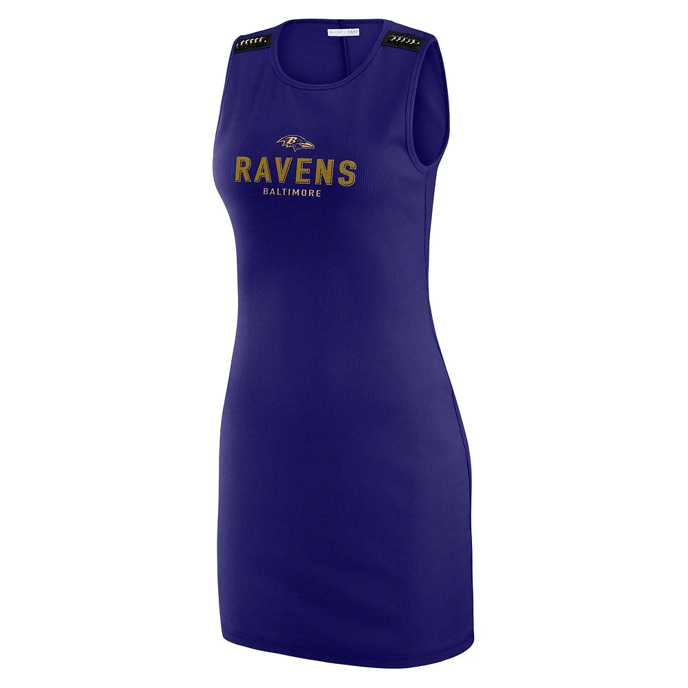 Women's WEAR by Erin Andrews x Gracie Hunt Purple Baltimore Ravens Ribbed Tank Dress