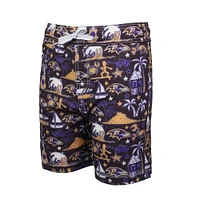 Youth Wes & Willy  Black Baltimore Ravens Luau Swim Trunks