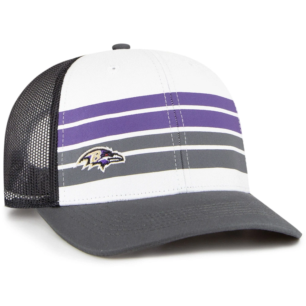Youth '47 White/Charcoal Baltimore Ravens Cove Trucker Snapback Hat