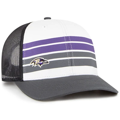 Youth '47 White/Charcoal Baltimore Ravens Cove Trucker Snapback Hat