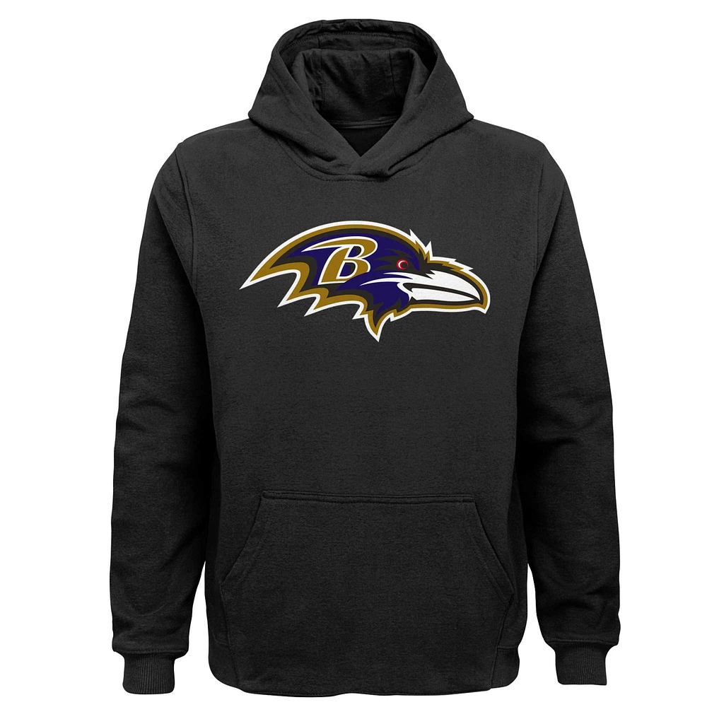 Sweat à capuche noir avec logo de l'équipe des Ravens Baltimore pour jeunes