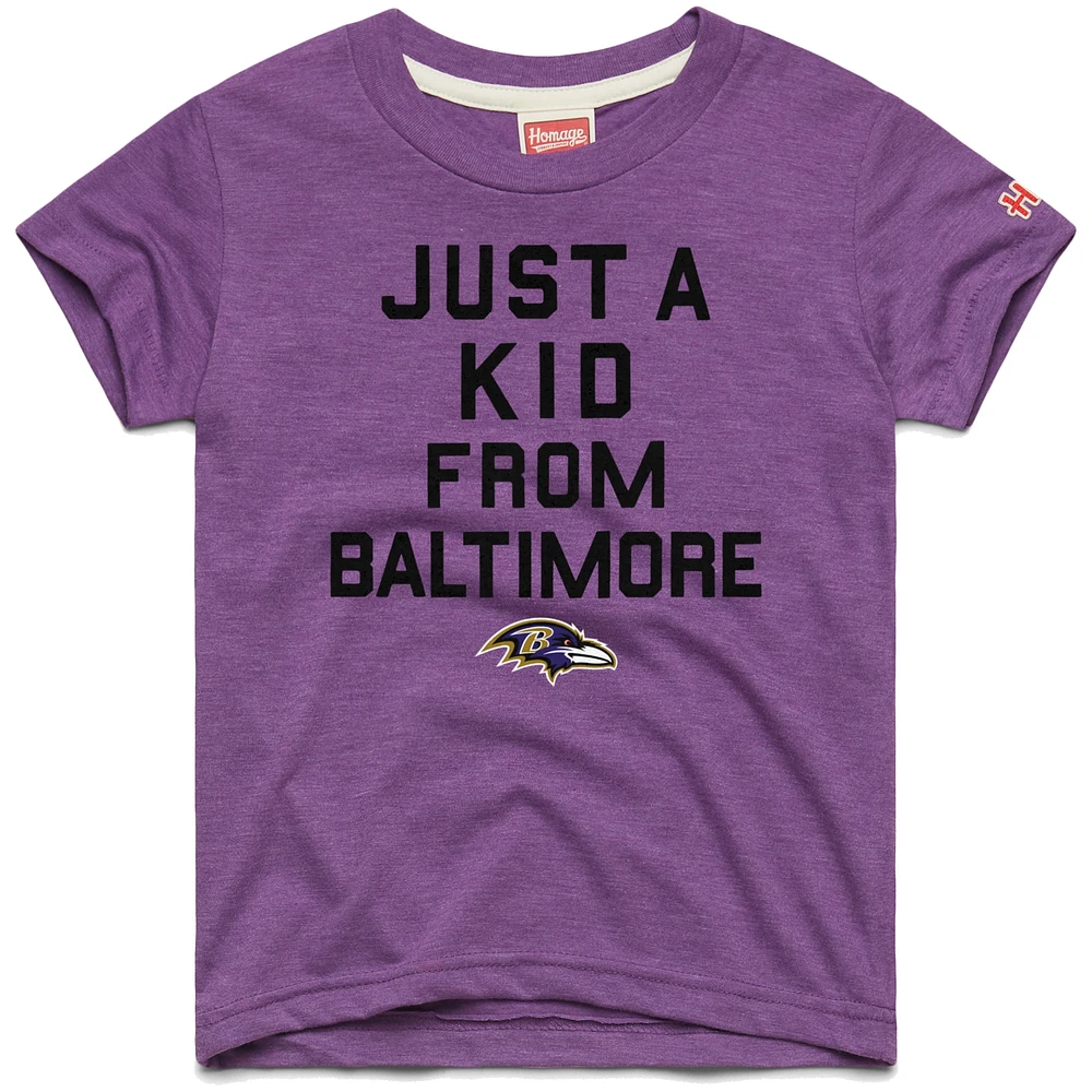 Youth Homage  Purple Baltimore Ravens Just a Kid Tri-Blend T-Shirt