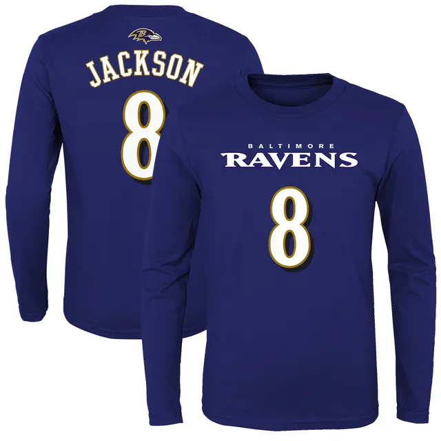 Lids Lamar Jackson Baltimore Ravens Youth Mainliner Name & Number Long  Sleeve T-Shirt - Purple