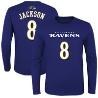 Women's Majestic Threads Lamar Jackson Purple Baltimore Ravens Tri-Blend  Name & Number T-Shirt