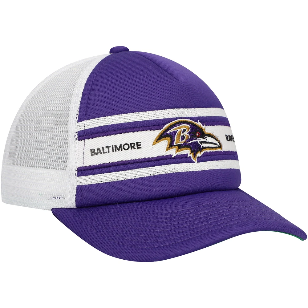 Youth Mitchell & Ness Purple Baltimore Ravens Stripe Trucker Adjustable Hat