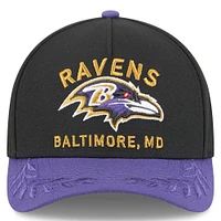 Youth New Era Black/Purple Baltimore Ravens 2025 NFL Draft 9FORTY A-Frame M-Crown Adjustable Hat