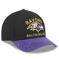 Youth New Era Black/Purple Baltimore Ravens 2025 NFL Draft 9FORTY A-Frame M-Crown Adjustable Hat
