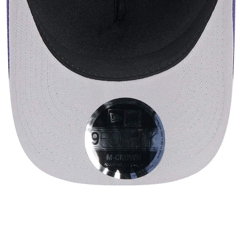 Youth New Era Black/Purple Baltimore Ravens 2025 NFL Draft 9FORTY A-Frame M-Crown Adjustable Hat
