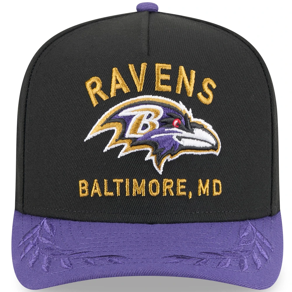 Youth New Era  Black/Purple Baltimore Ravens 2025 NFL Draft A-Frame 9FIFTY Snapback Hat