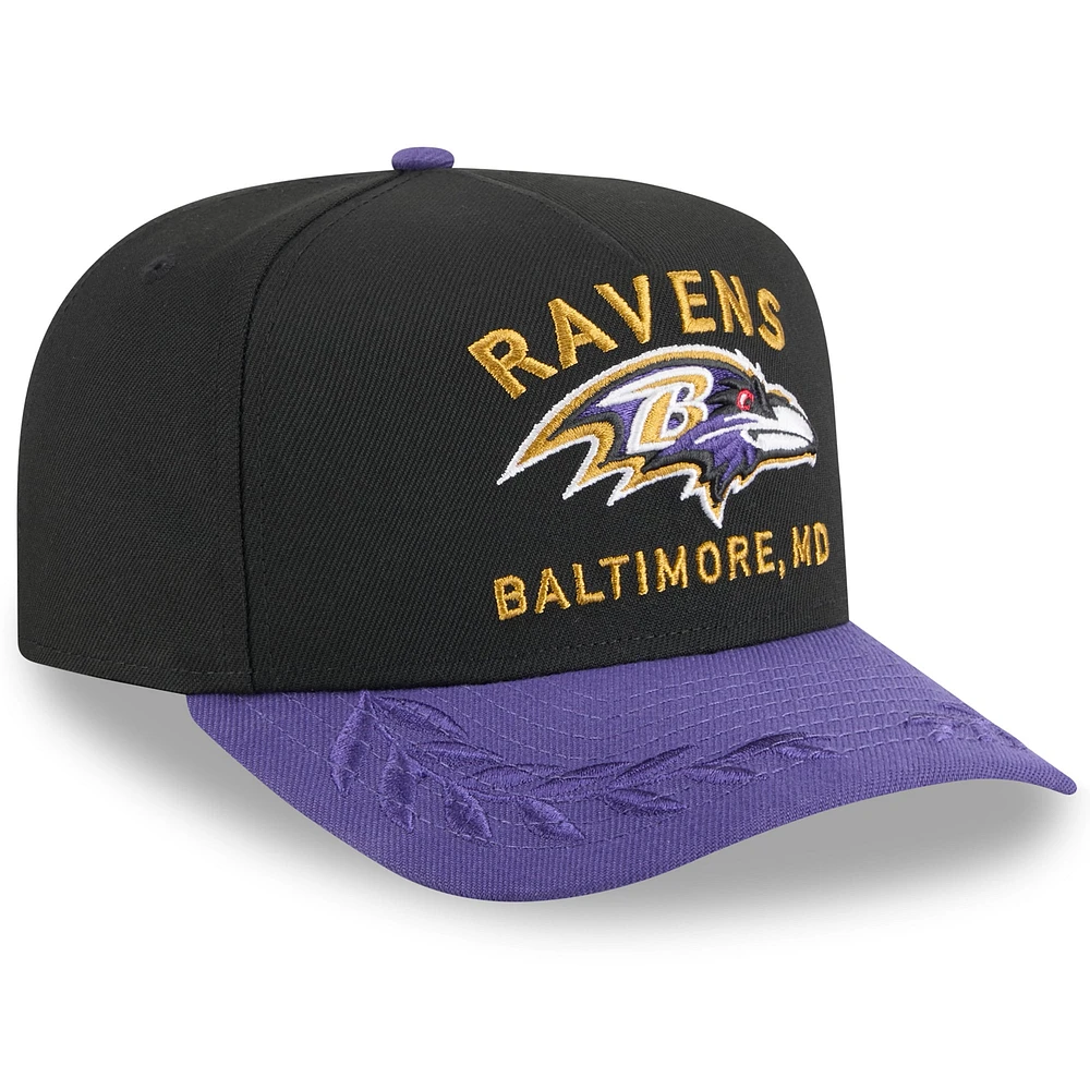 Youth New Era  Black/Purple Baltimore Ravens 2025 NFL Draft A-Frame 9FIFTY Snapback Hat