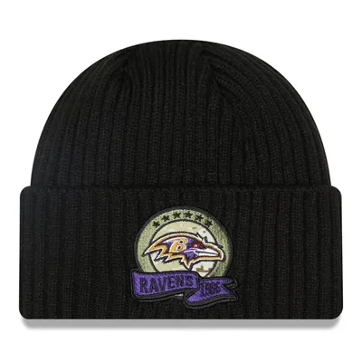 Baltimore Ravens New Era Youth 2022 Salute To Service Knit Hat - Black