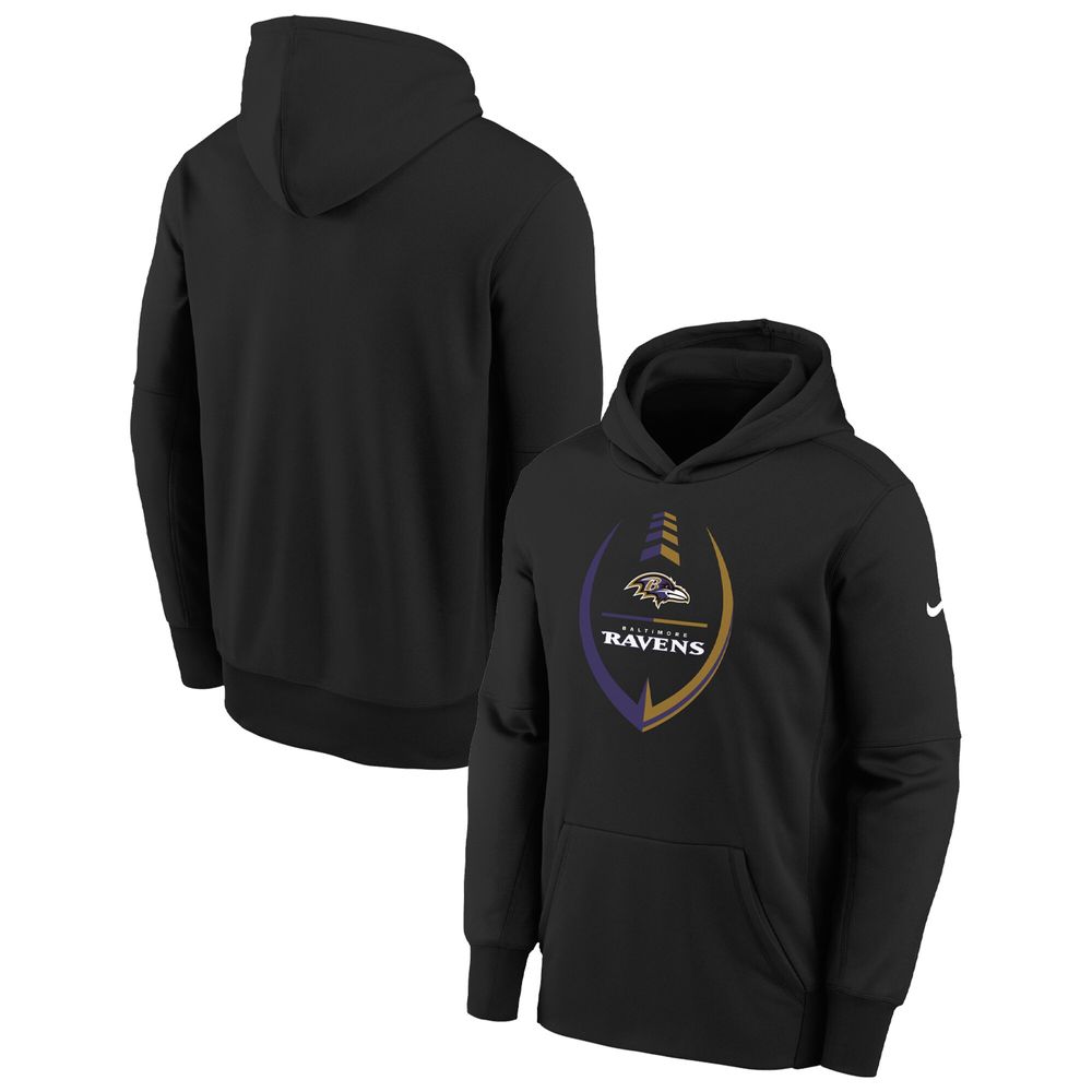 Nike Youth Nike Black Baltimore Ravens Icon Performance Pullover Hoodie