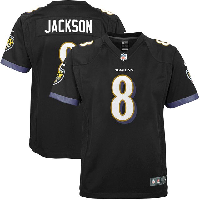 Maillot de match Nike Lamar Jackson pour jeunes des Ravens Baltimore, noir