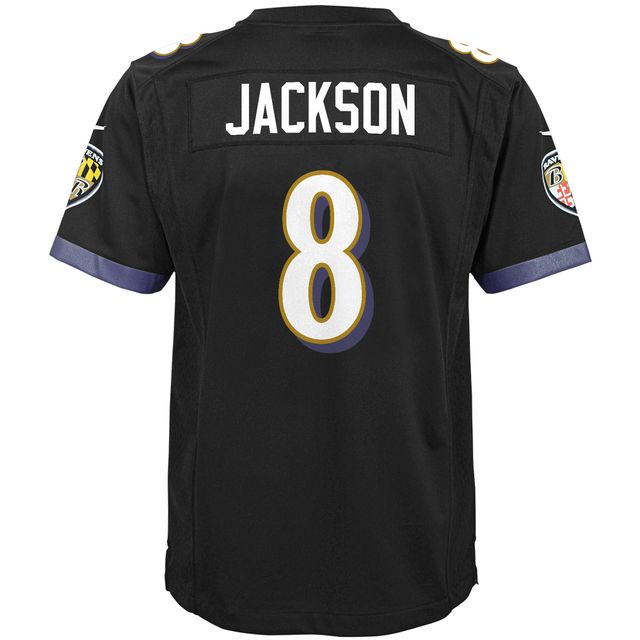 Maillot de match Nike Lamar Jackson pour jeunes des Ravens Baltimore, noir