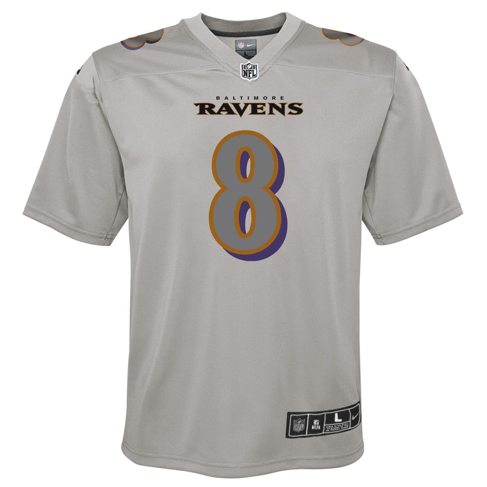 Nike Youth Nike Lamar Jackson Gray Baltimore Ravens Atmosphere Fashion Game  Jersey