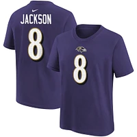 T-shirt avec nom et numéro de joueur Nike Lamar Jackson violet des Ravens Baltimore