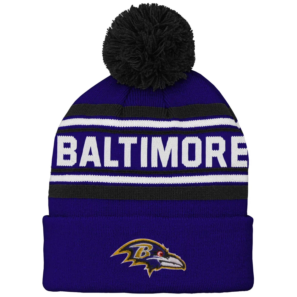 Baltimore Ravens Youth Jacquard Tassel Knit Hat with Pom - Purple