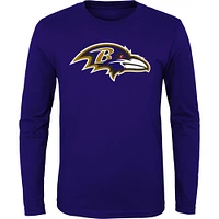 Youth Purple Baltimore Ravens Primary Logo Long Sleeve T-Shirt