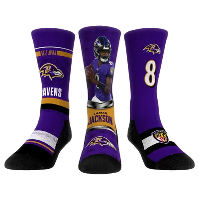 Lids Lamar Jackson Baltimore Ravens Rock Em Socks 3-Pack Crew Set