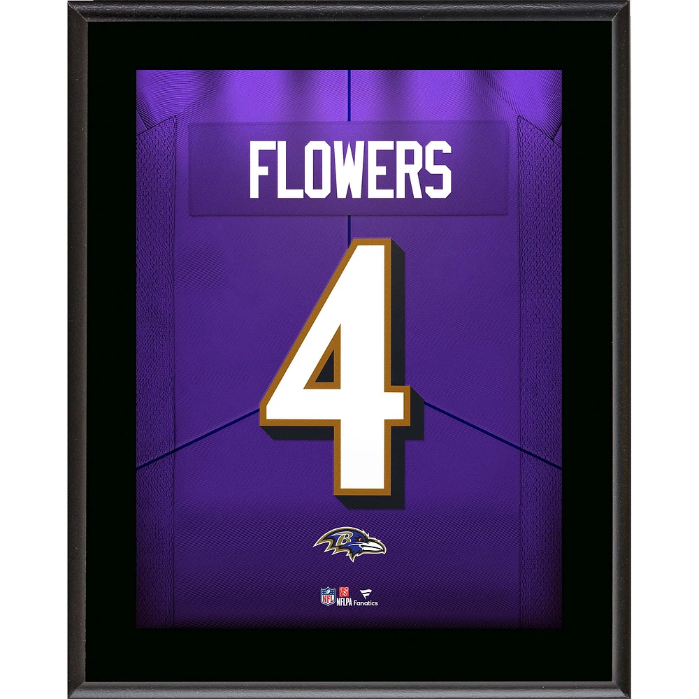 Plaque de joueur sublimée avec numéro de maillot des Baltimore Ravens de Zay Flowers 10,5" x 13"