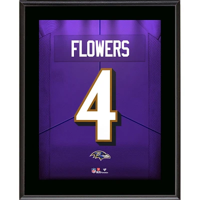 Plaque de joueur sublimée avec numéro de maillot des Baltimore Ravens de Zay Flowers 10,5" x 13"