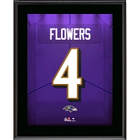 Plaque de joueur sublimée avec numéro de maillot des Baltimore Ravens de Zay Flowers 10,5" x 13"