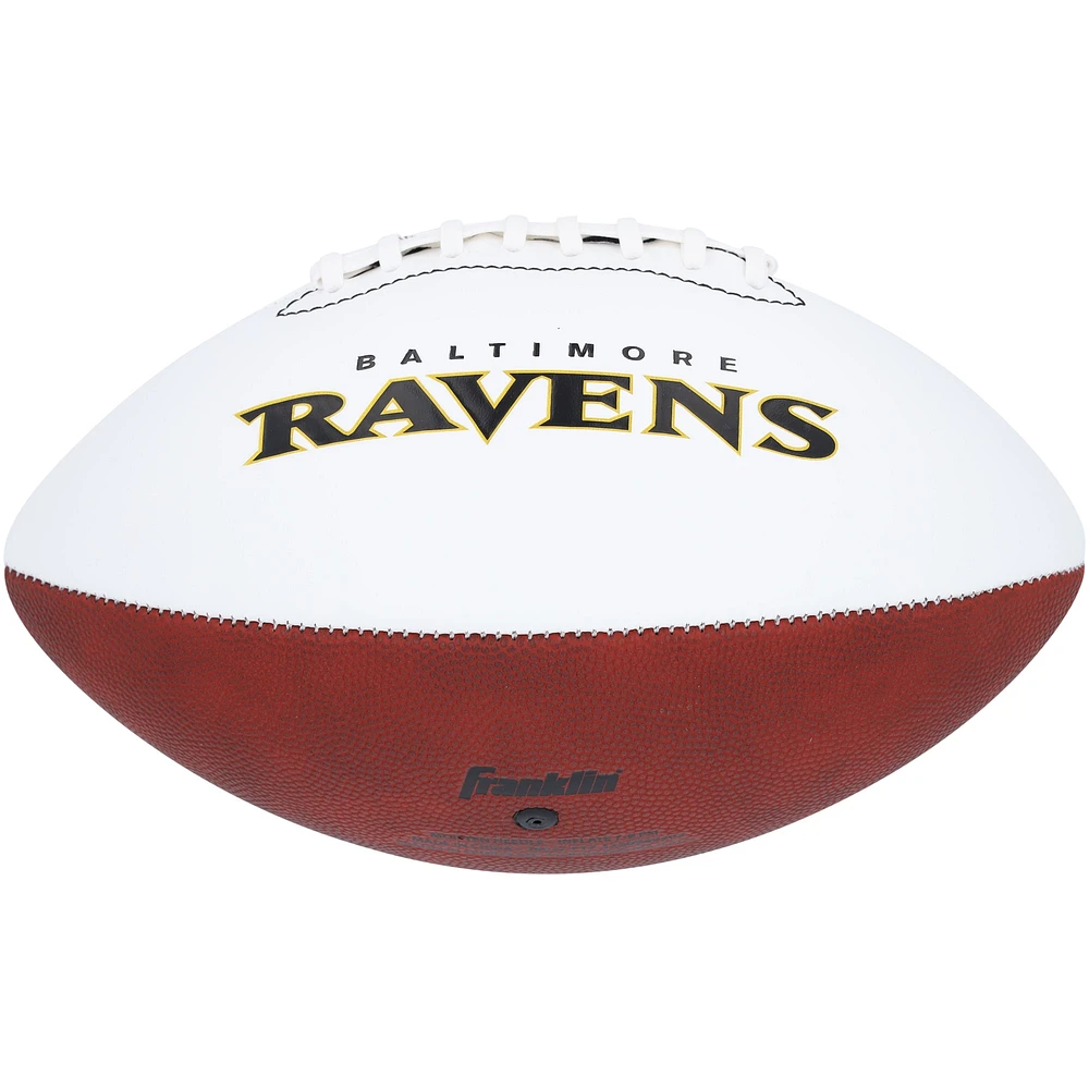 Ballon de football Franklin White Panel autographié par Zay Flowers Baltimore Ravens