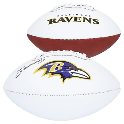 Ballon de football Franklin White Panel autographié par Zay Flowers Baltimore Ravens