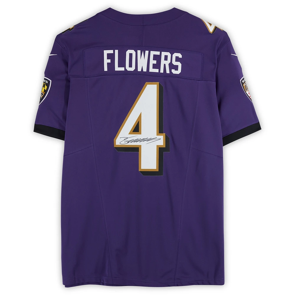 Zay Flowers Baltimore Ravens Autographed Purple Nike Vapor F.U.S.E. Limited Jersey  