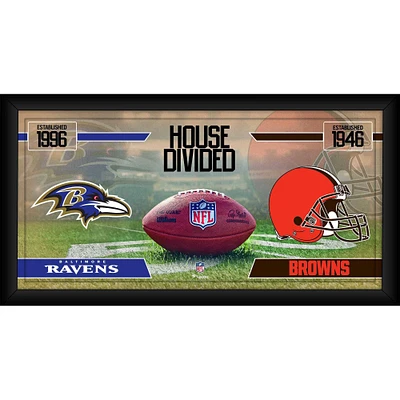 Baltimore Ravens vs. Cleveland Browns Framed 10" x 20" House Divided Football Collage
