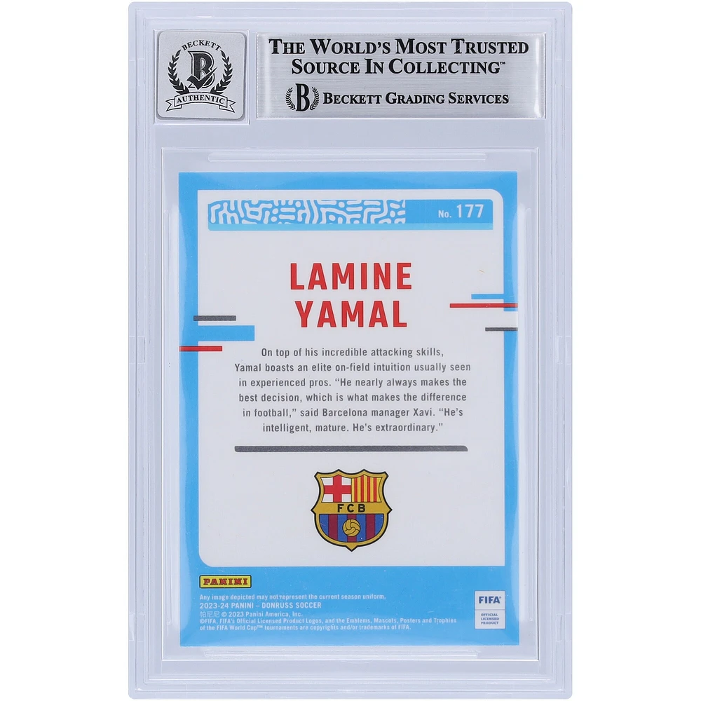 Lamine Yamal Barcelona Autographed 2023-24 Panini Donruss Optic #177 Beckett Fanatics Witnessed Authenticated 9/10 Rookie Card 