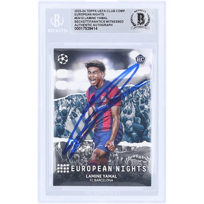 Lamine Yamal Barcelona Autographed 2023-24 Topps UEFA Club Competition European Nights #EN-10 Beckett Fanatics Witnessed Authenticated Rookie Card