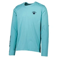 Men's Aqua Barcelona Slogan Relaxed Long Sleeve T-Shirt