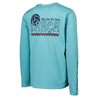 Men's Aqua Barcelona Slogan Relaxed Long Sleeve T-Shirt