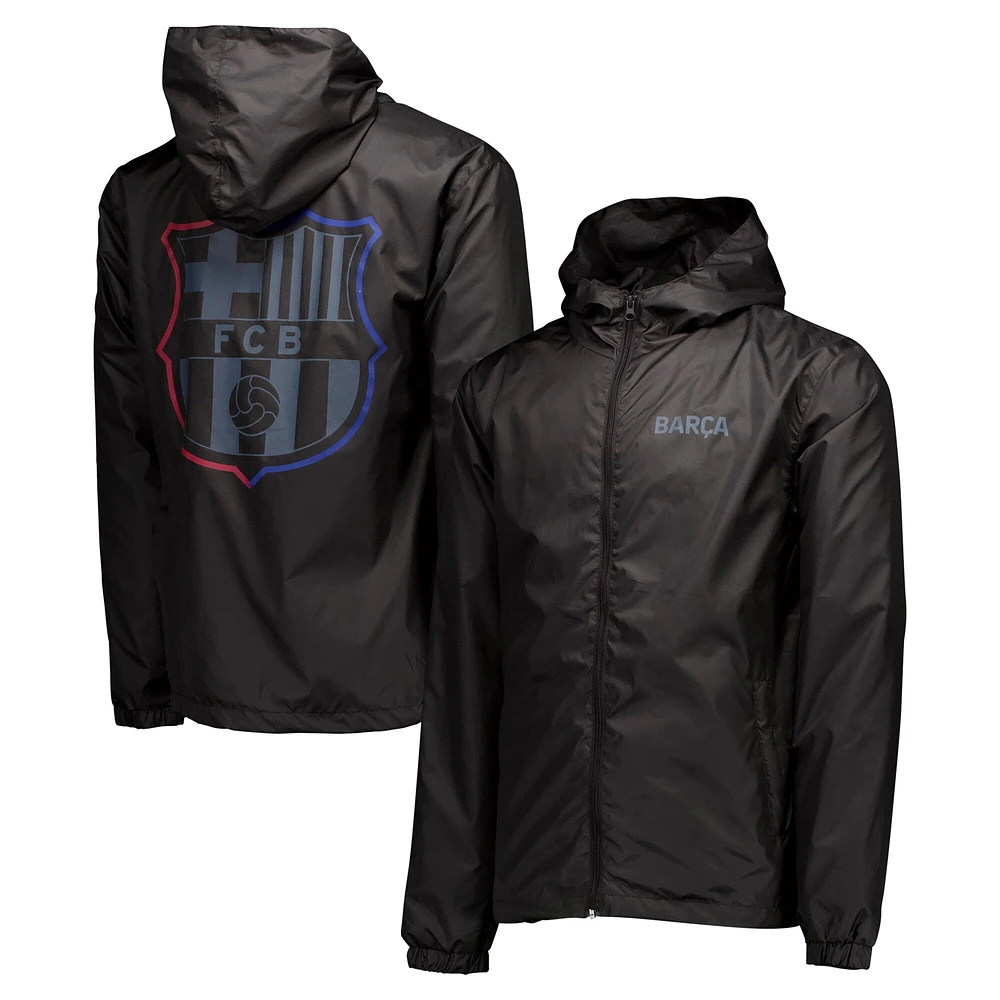 Veste coupe-vent zippée noire pour homme Barcelona Home Match