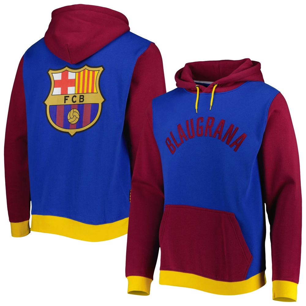 Men's Blue Barcelona Retro Raglan Pullover Hoodie