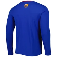 Men's Blue Barcelona Slogan Long Sleeve T-Shirt