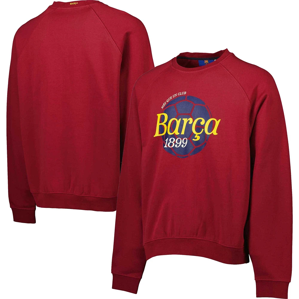 Men's Burgundy Barcelona Foundation Oversized Raglan Pullover Sweatshirt